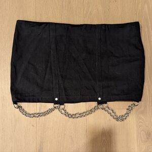 Black Chain-Accent Mini Skirt